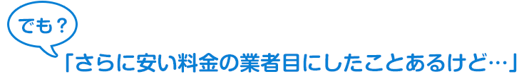 「さらに安い料金の業者目にしたことあるけど…」